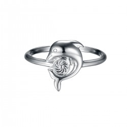 Energie-Schutz-Ring Delphin in 925 Silber