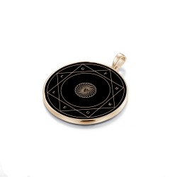 SSH-Amulett 21mm mit echtem Obsidian in 925 Silber vergoldet