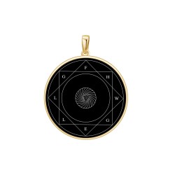 SSH-Amulett 21mm mit echtem Obsidian in 585 Echtgold