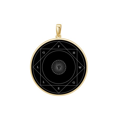 SSH-Amulett 21mm mit echtem Obsidian in 925 Silber vergoldet