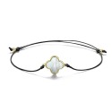 Kleeblatt mit Schutzkreuz eingraviert als Armband in 925 Silber 11mm vergoldet