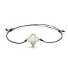 Kleeblatt mit Schutzkreuz eingraviert als Armband in 925 Silber 11mm vergoldet